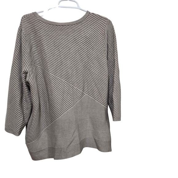 Chico’s Striped Knit Top Size XL 3 Gray Heavy Sweater 3/4 Sleeve Casual - Picture 2 of 7